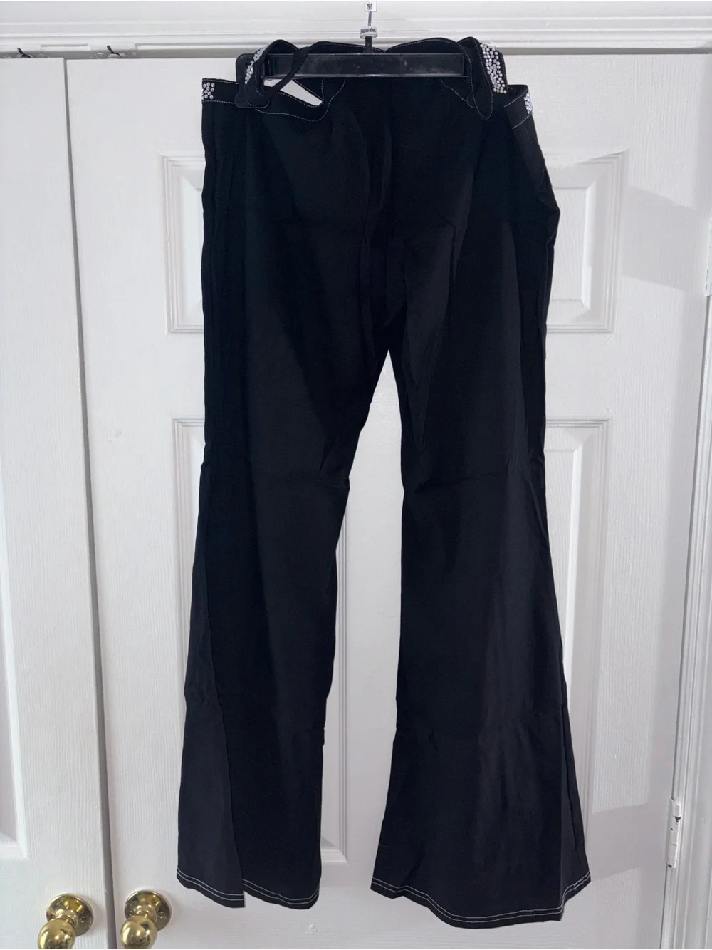 SHEIN Denim Flared Pants With Rhinestone Cut Out Waistband